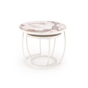 Kohvilaua komplekt INES, beež marmor / valge