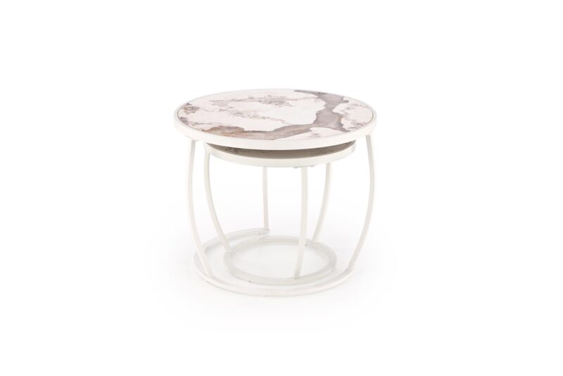 Kohvilaua komplekt INES, beež marmor / valge