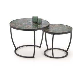 Kohvilaud INESA, roheline marmor / must