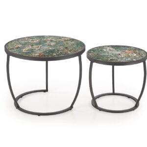 Kohvilaud INESA, roheline marmor / must
