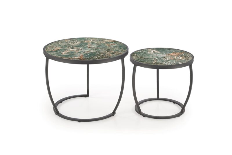Kohvilaud INESA, roheline marmor / must