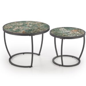 Kohvilaud INESA, roheline marmor / must