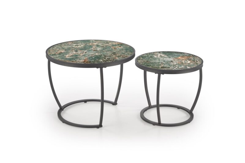 Kohvilaud INESA, roheline marmor / must