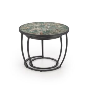 Kohvilaud INESA, roheline marmor / must
