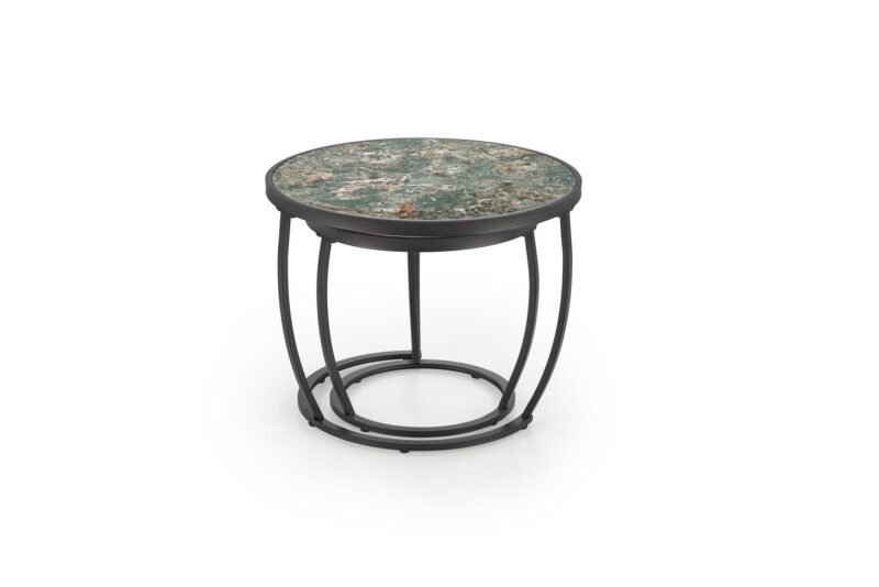 Kohvilaud INESA, roheline marmor / must