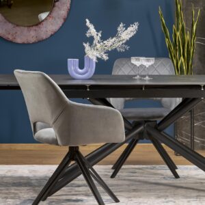 Pikendatav Söögilaud VITORINO, must marmor