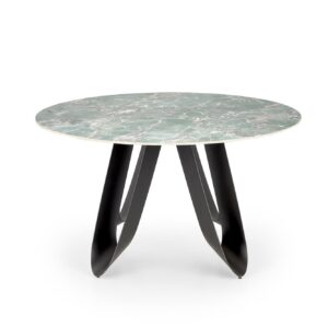 Söögilaud GIOVANI, ümmargune / roheline marmor / must