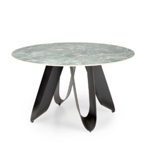 Söögilaud GIOVANI, ümmargune / roheline marmor / must