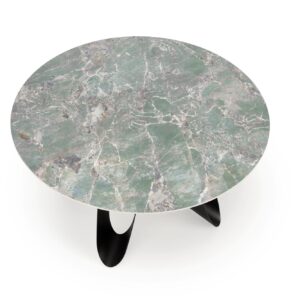 Söögilaud GIOVANI, ümmargune / roheline marmor / must