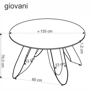 Söögilaud GIOVANI, ümmargune / roheline marmor / must