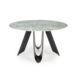 Söögilaud GIOVANI, ümmargune / roheline marmor / must