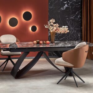 Söögilaud HILARON, must marmor / must