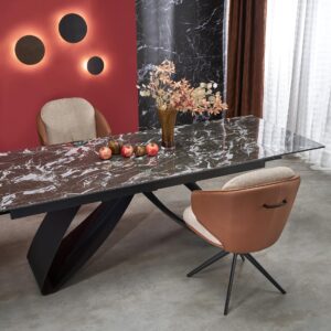 Söögilaud HILARON, must marmor / must