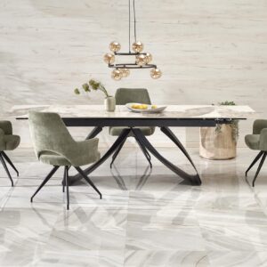 2010001201182_2 Pikendatav söögilaud HILARA, valge marmor / must