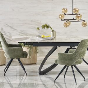 Stacked from 2 images. Method=A (R=8,S=4) Pikendatav söögilaud HILARA, valge marmor / must