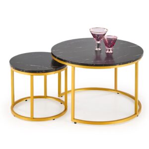 Kohvilaua komplekt PAOLA 2, kuldne / must marmor