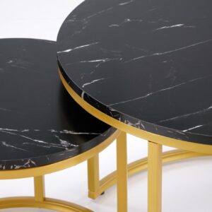 Kohvilaua komplekt PAOLA 2, kuldne / must marmor
