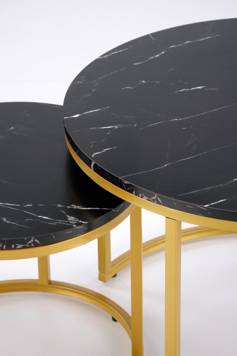 Kohvilaua komplekt PAOLA 2, kuldne / must marmor