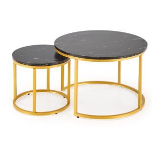 Kohvilaua komplekt PAOLA 2, kuldne / must marmor