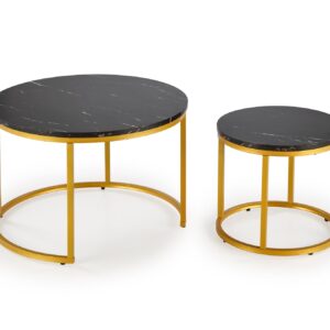 Kohvilaua komplekt PAOLA 2, kuldne / must marmor