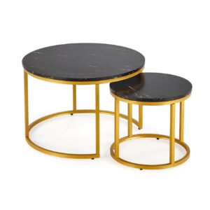 Kohvilaua komplekt PAOLA 2, kuldne / must marmor