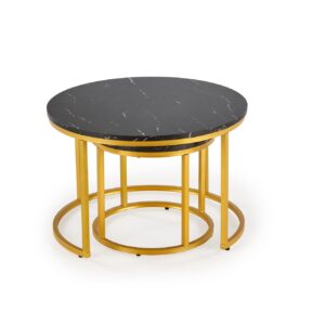 Kohvilaua komplekt PAOLA 2, kuldne / must marmor