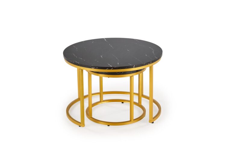 Kohvilaua komplekt PAOLA 2, kuldne / must marmor