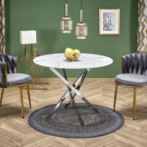 Söögilaud RAIMOND, valge marmor / hõbe