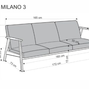 Diivan MILAVOR 3S, beež/ tume pähkel