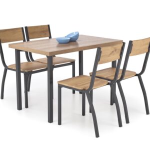 Komplekt MILVER, laud + 4 tooli, värv: looduslik / must