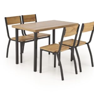 Komplekt MILVER, laud + 4 tooli, värv: looduslik / must