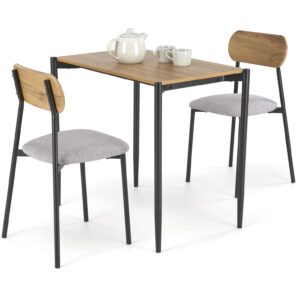 Komplekt NARDIN, laud + 2 tooli, värv: naturaalne / must