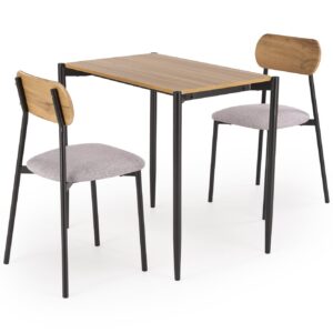 Komplekt NARDIN, laud + 2 tooli, värv: naturaalne / must