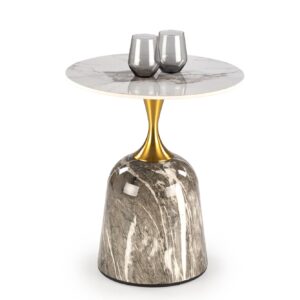 Kohvilaud ROSLEN, valge marmor / hall marmor / kuld