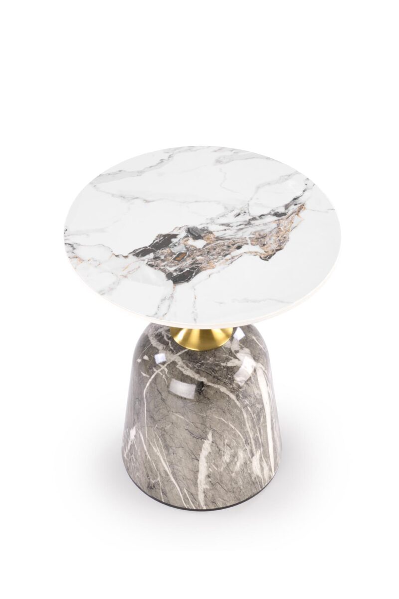 Kohvilaud ROSLEN, valge marmor / hall marmor / kuld