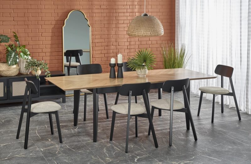 Söögilaud EDMIRON, naturaalne tamm / must