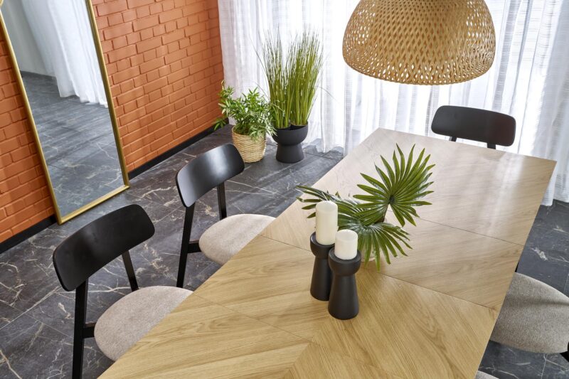 Söögilaud EDMIRON, naturaalne tamm / must