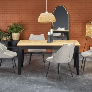 Söögilaud EDMIRON, naturaalne tamm / must