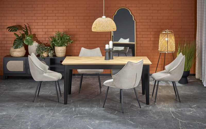 Söögilaud EDMIRON, naturaalne tamm / must