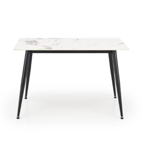 Söögilaud EMILIO 120, valge marmor / must