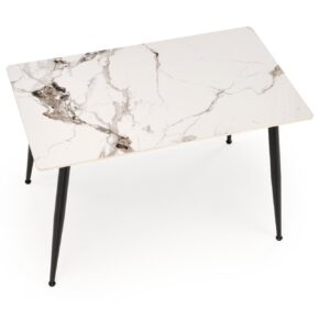 Söögilaud EMILIO 120, valge marmor / must