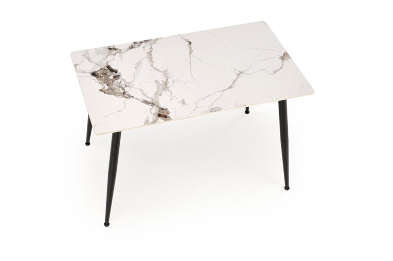 Söögilaud EMILIO 120, valge marmor / must