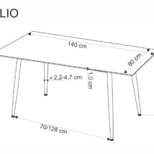 Söögilaud EMILIO 120, valge marmor / must