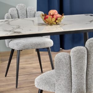 Söögilaud EMILIO 120, valge marmor / must