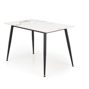 Söögilaud EMILIO 120, valge marmor / must