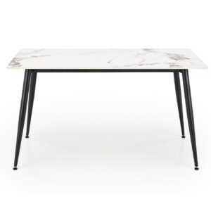 Söögilaud EMILIO 140, valge marmor / must