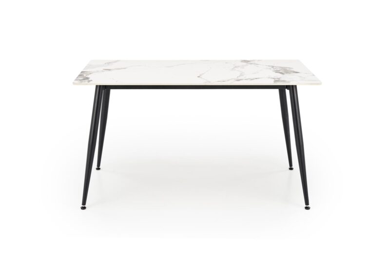 Söögilaud EMILIO 140, valge marmor / must