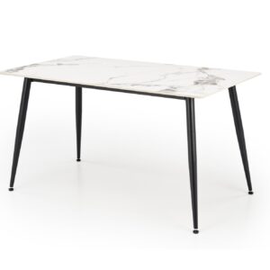Söögilaud EMILIO 140, valge marmor / must
