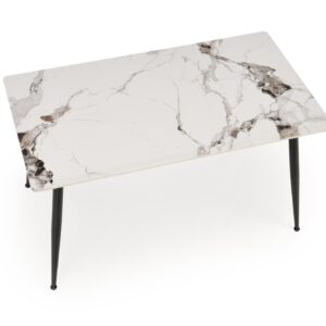 Söögilaud EMILIO 140, valge marmor / must