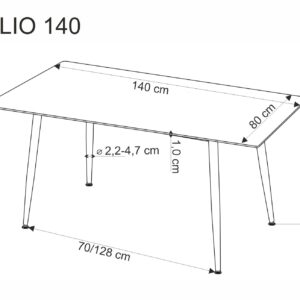 Söögilaud EMILIO 140, valge marmor / must